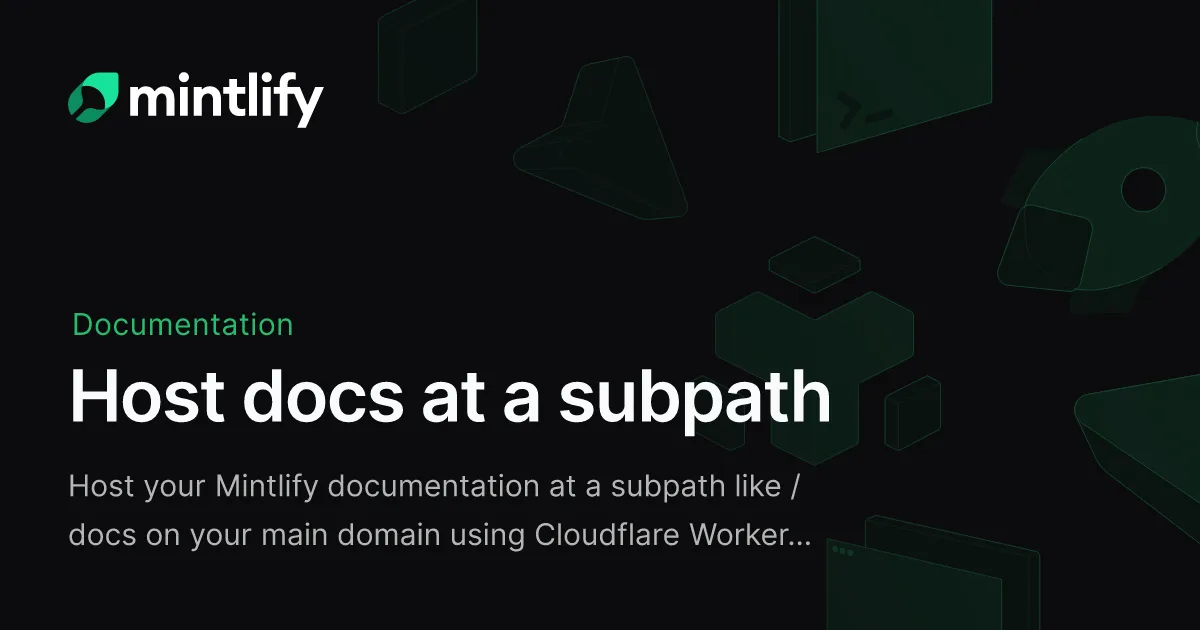 Host docs at a subpath - Mintlify