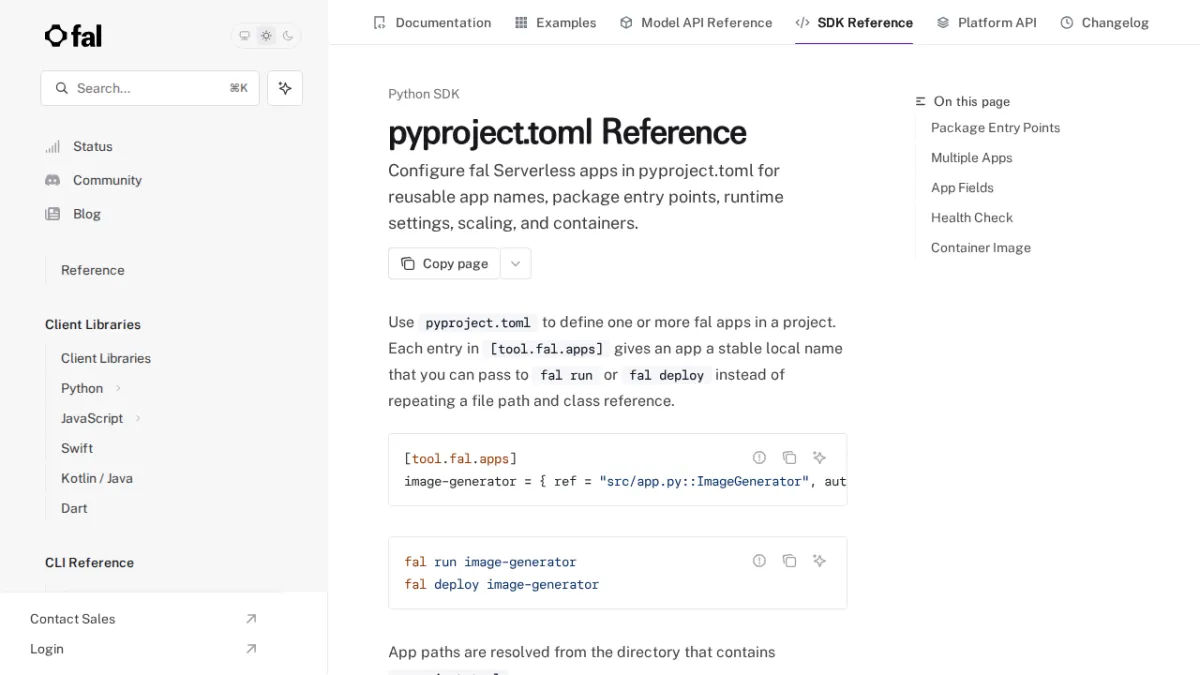 pyproject.toml Reference - fal