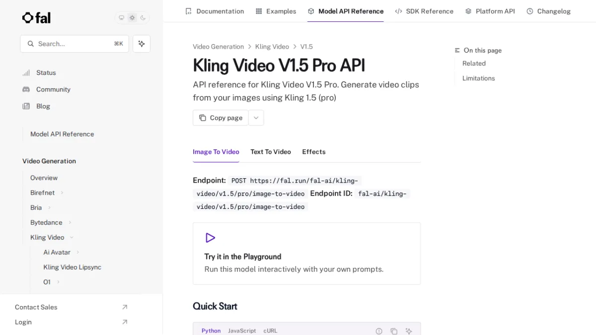 Kling Video V1.5 Pro API - fal