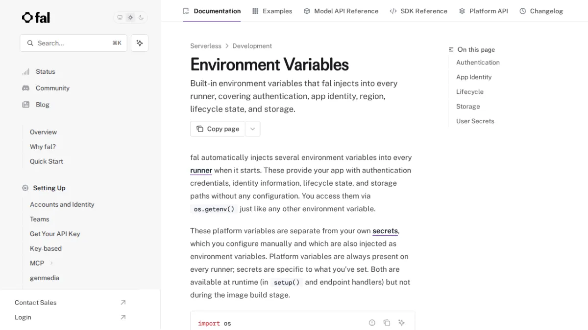 Environment Variables - fal