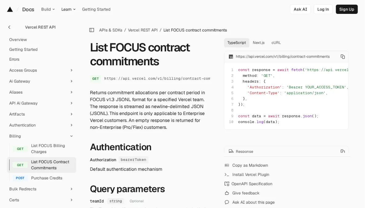 List FOCUS contract commitments
