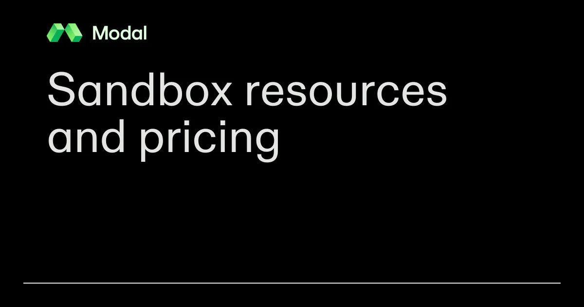 Sandbox resources and pricing