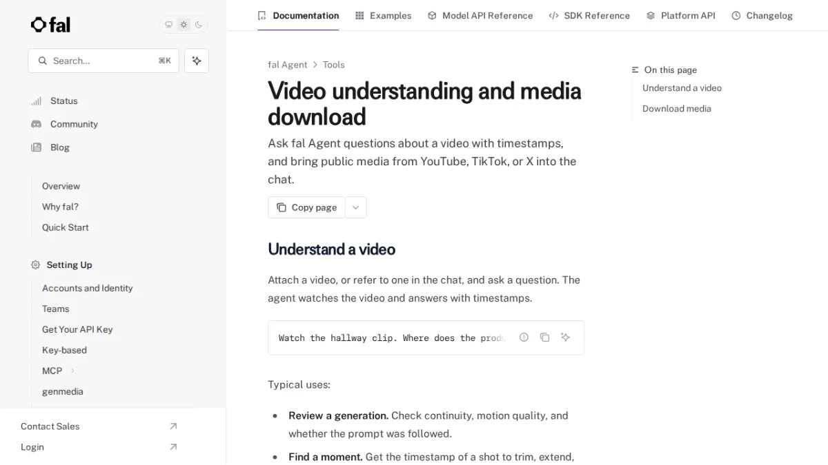 Video understanding and media download - fal