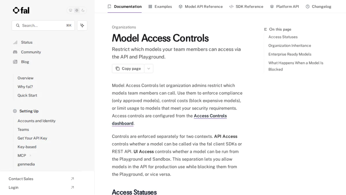 Model Access Controls - fal