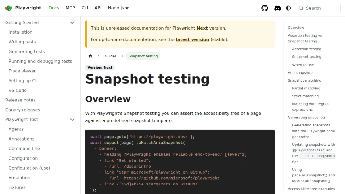 Snapshot testing