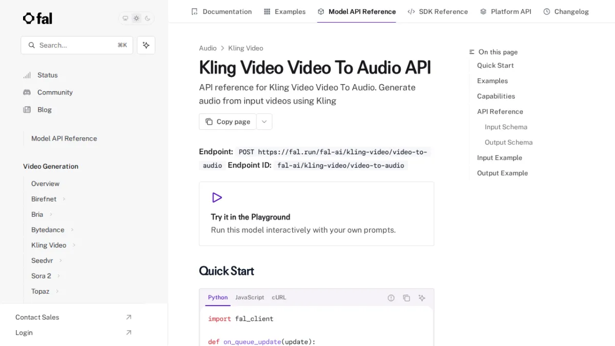 Kling Video Video To Audio API - fal