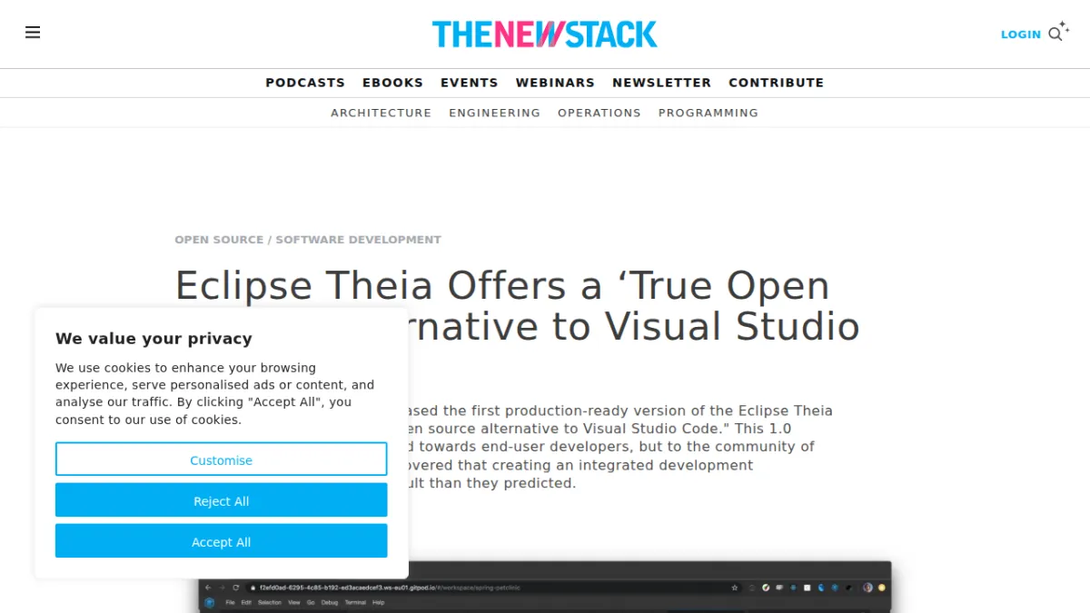 Eclipse Theia Offers a 'True Open Source Alternative to Visual Studio Code'