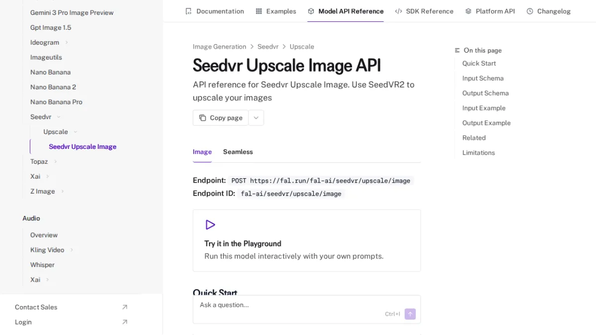 Seedvr Upscale Image API - fal