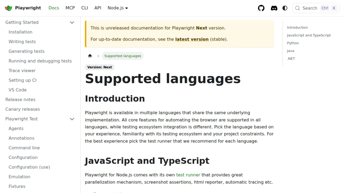 Supported languages