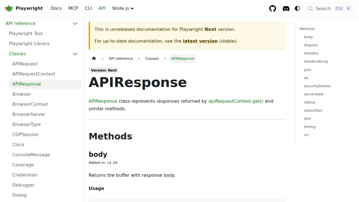 APIResponse | Playwright