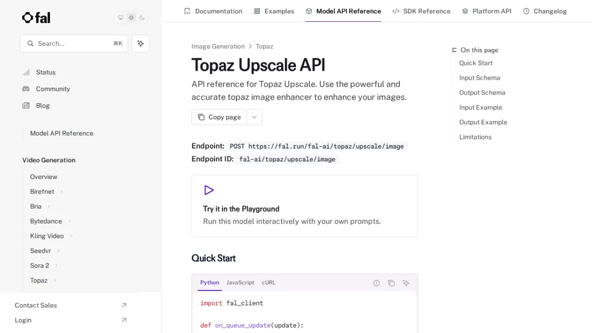 Topaz Upscale API - fal