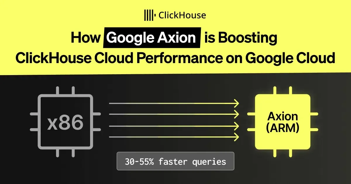 ClickHouse Cloud on Google Cloud Now Powered by Google Axion Processors: 30–55% Faster Queries, ~15%