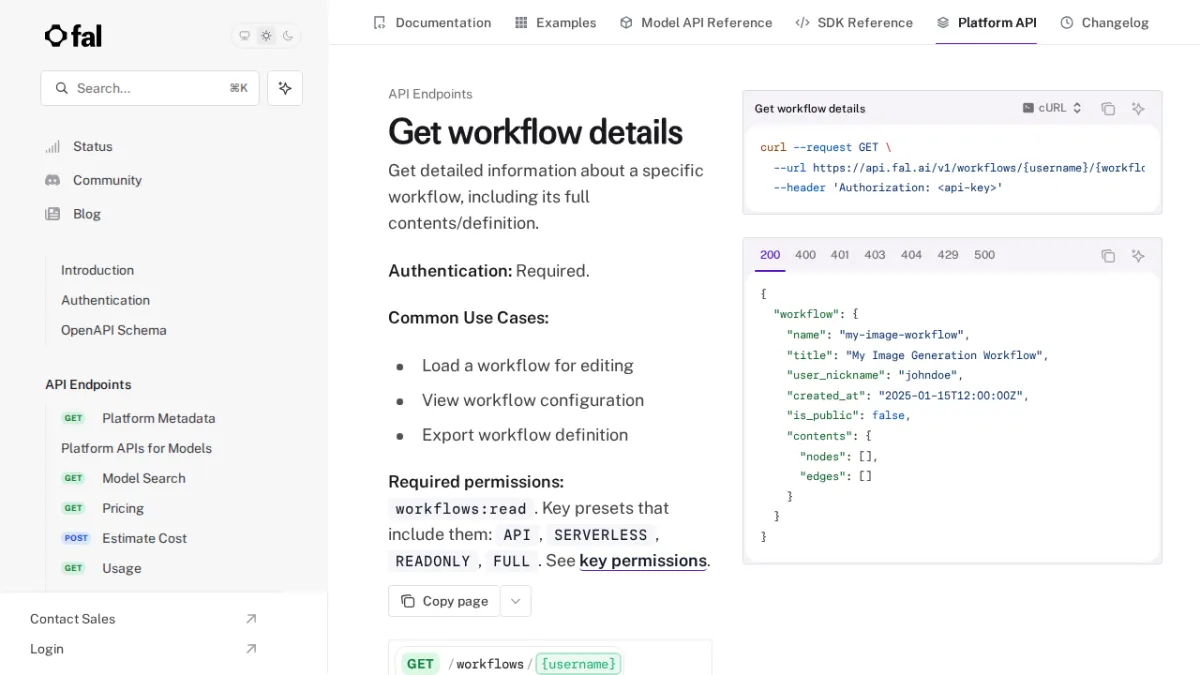 Get workflow details - fal