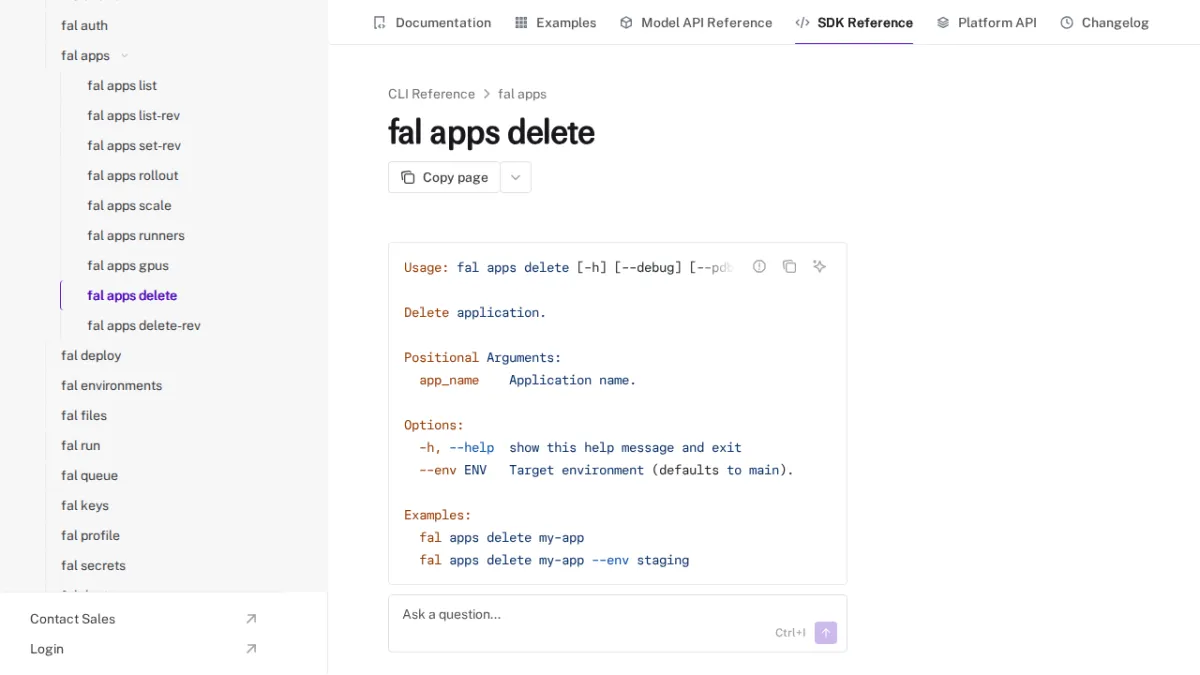 fal apps delete - fal