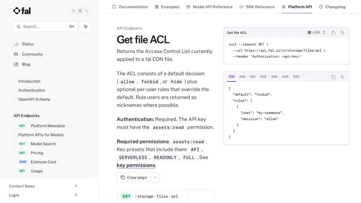 Get file ACL - fal