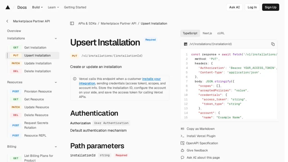 Upsert Installation