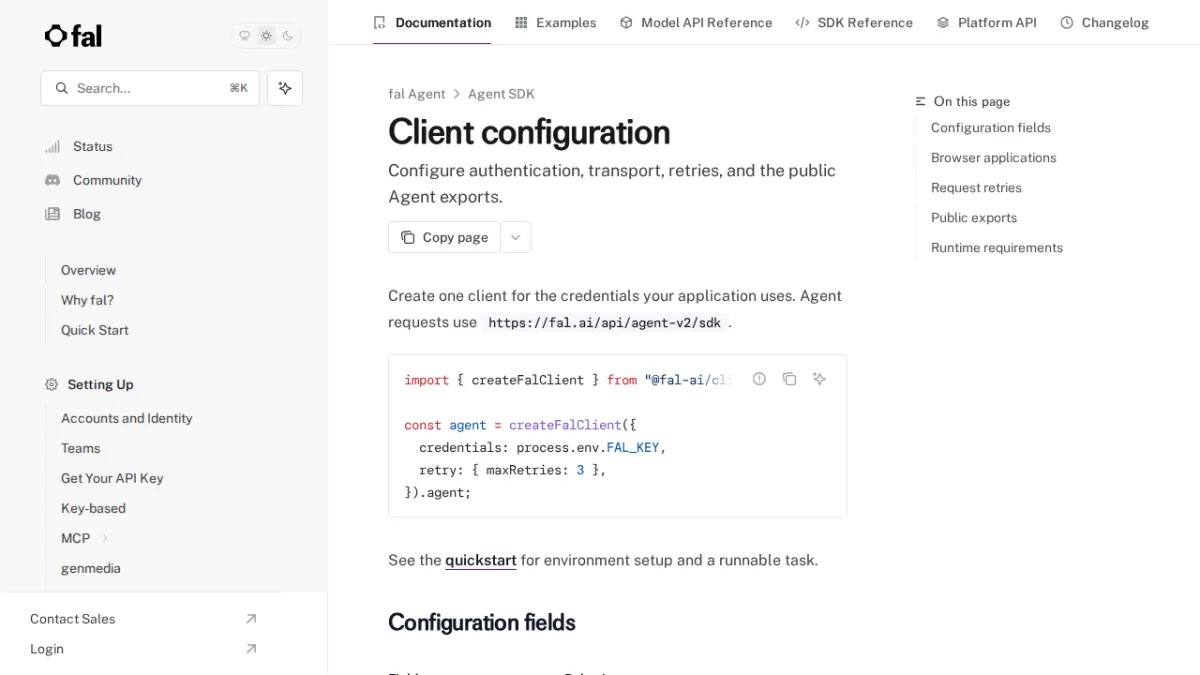 Client configuration - fal