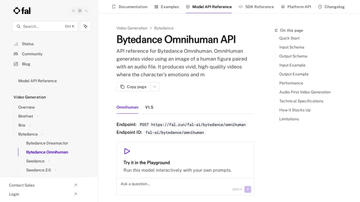 Bytedance Omnihuman API - fal