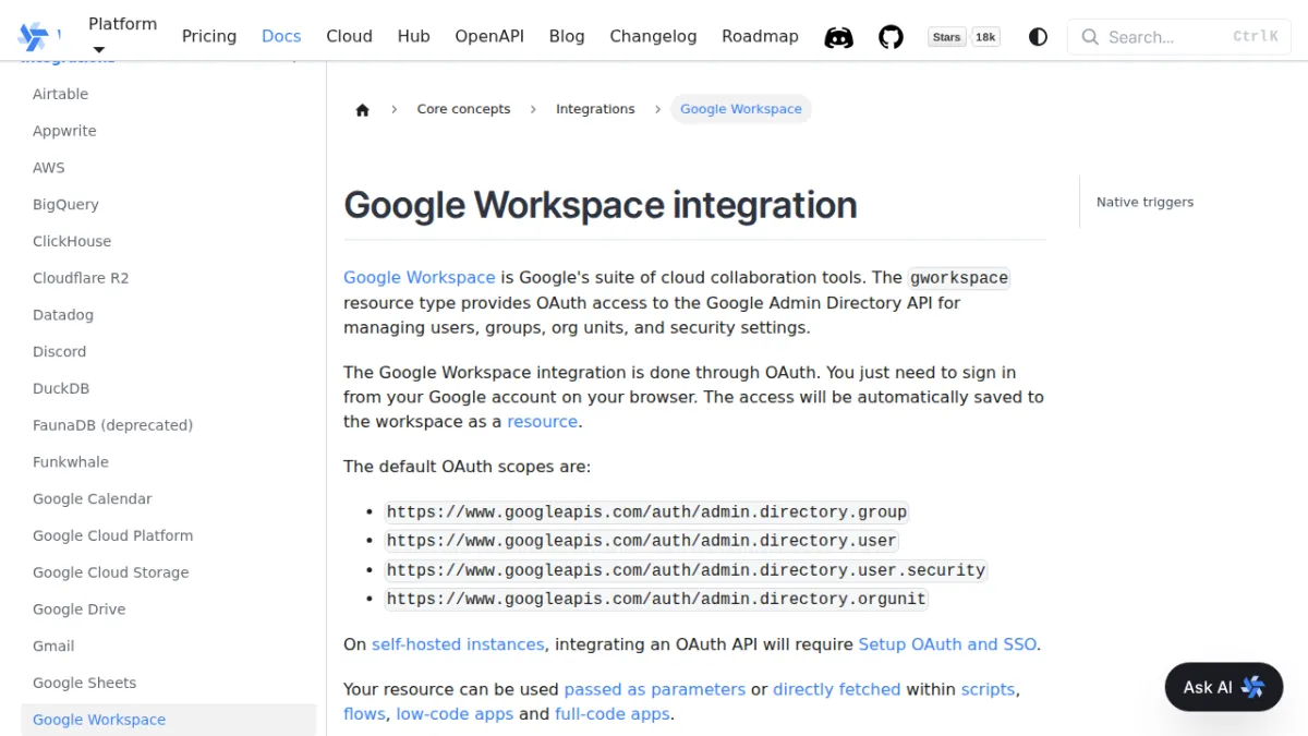 Google Workspace integration