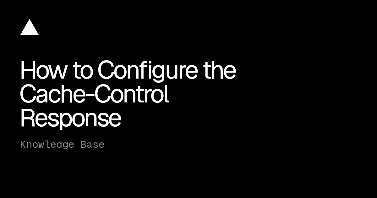 How to Configure the Cache-Control Response Header in Vercel Projects