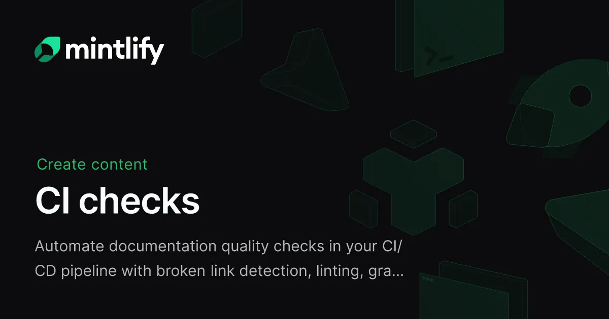 CI checks - Mintlify