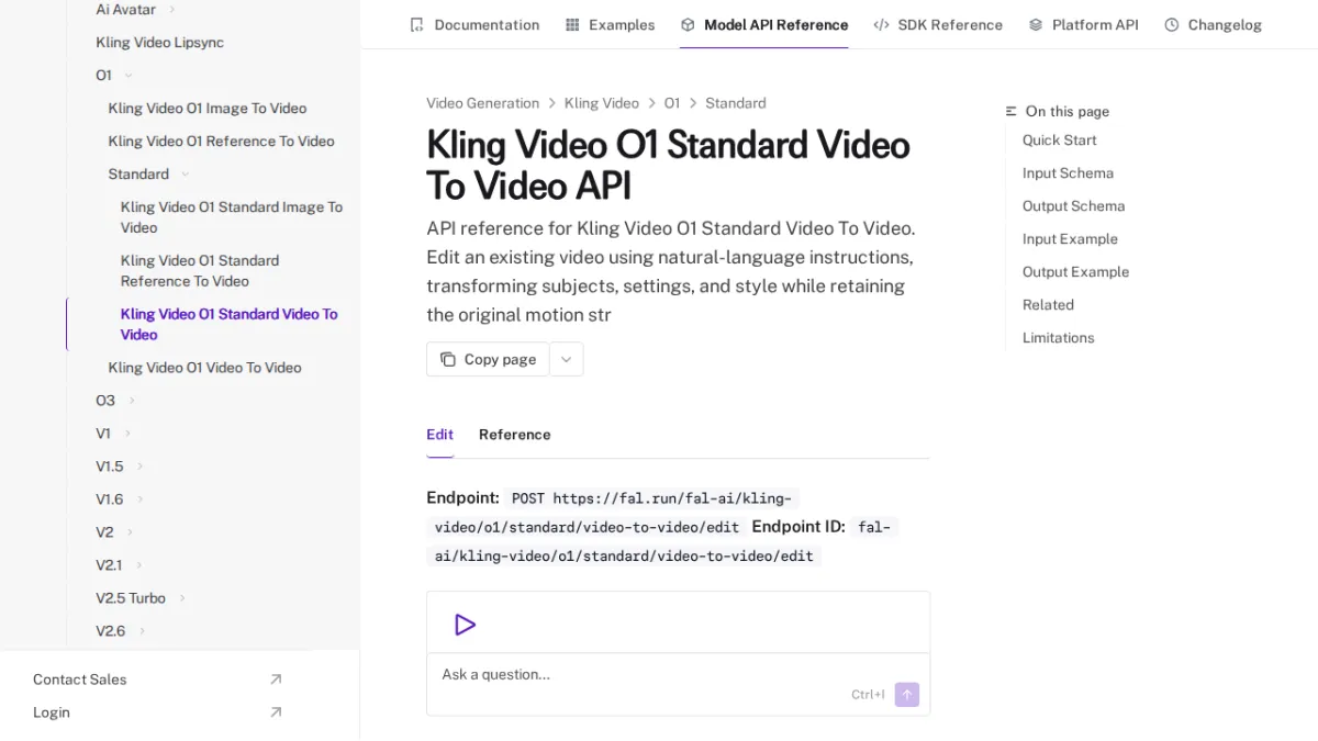 Kling Video O1 Standard Video To Video API - fal