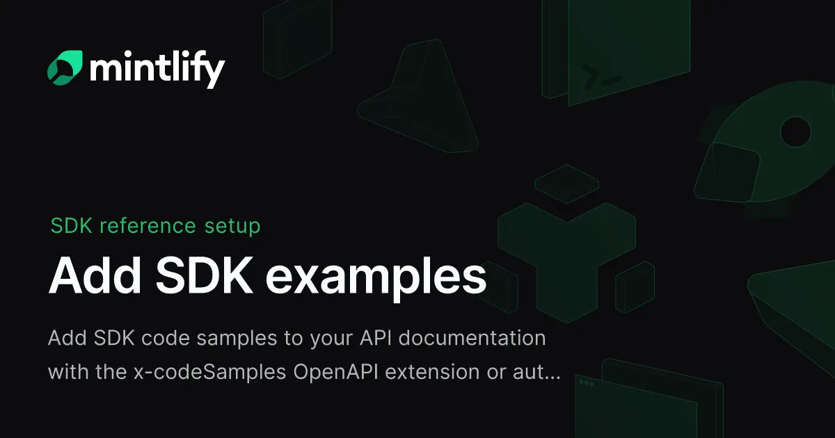 Add SDK examples - Mintlify
