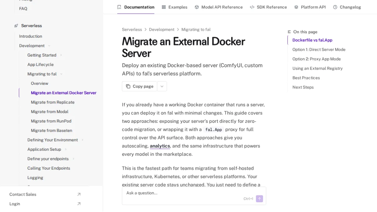 Migrate an External Docker Server - fal
