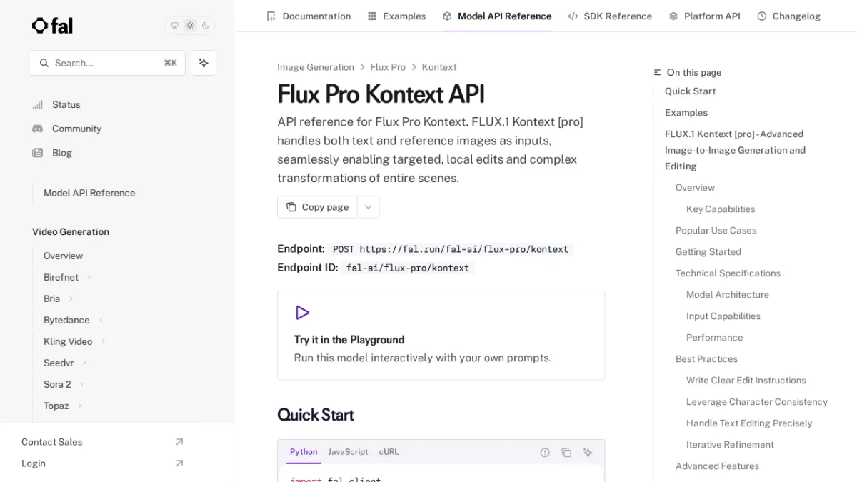 Flux Pro Kontext API - fal