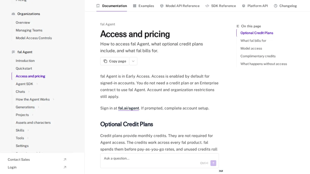 Access and pricing - fal