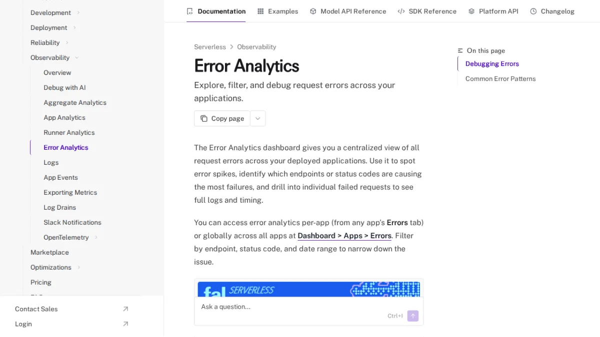 Error Analytics - fal
