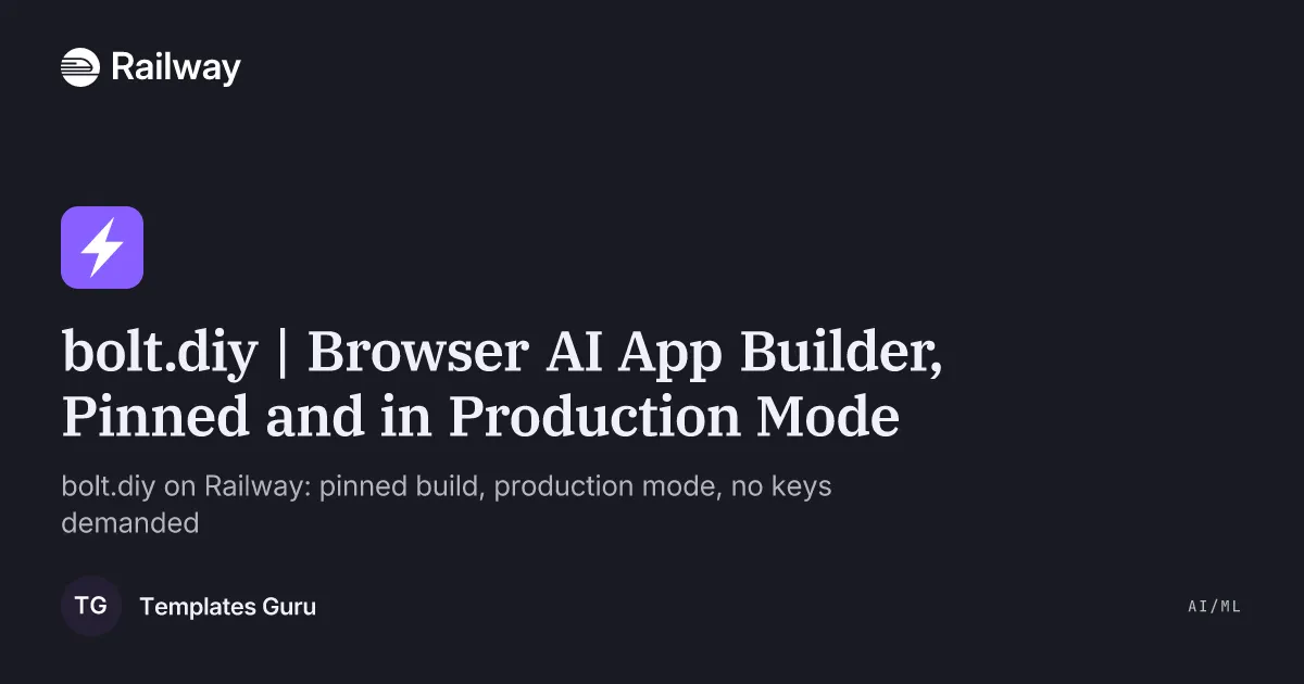 bolt.diy | Browser AI App Builder, Pinned and in Production Mode