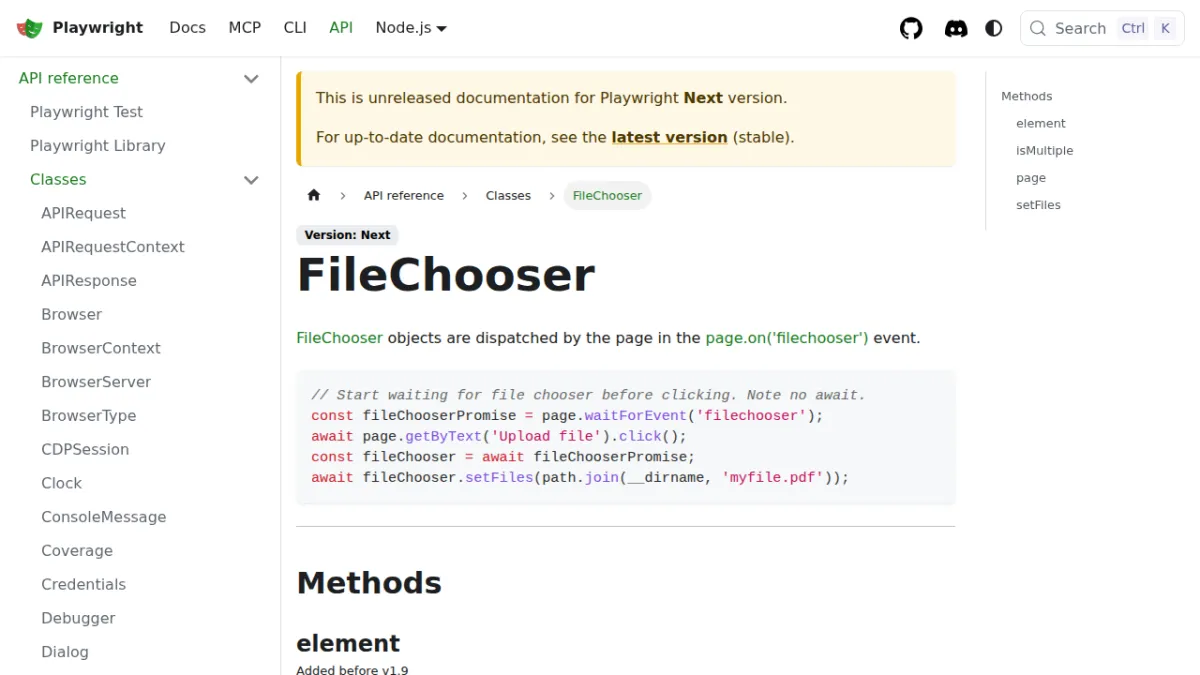 FileChooser | Playwright