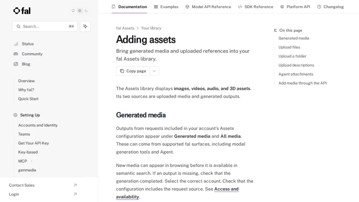 Adding assets - fal