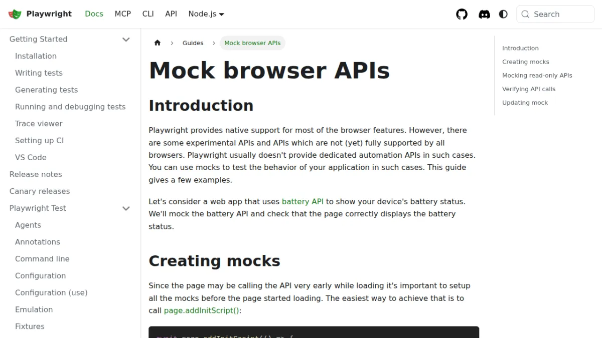 Mock browser APIs