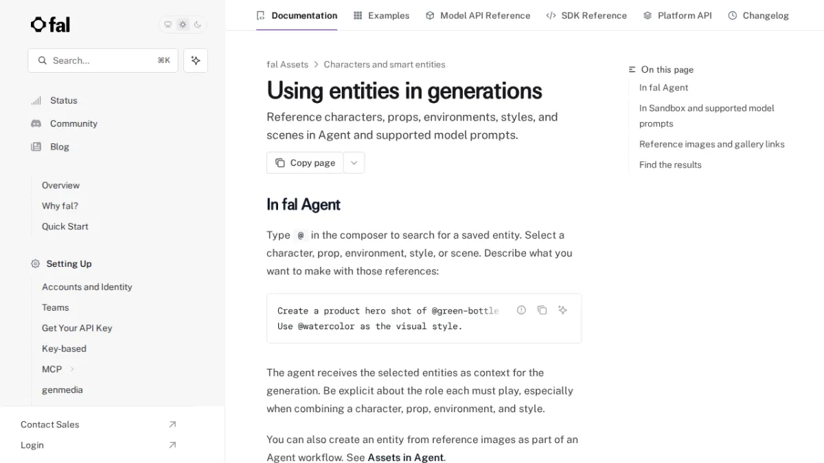 Using entities in generations - fal