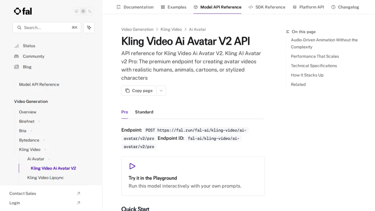 Kling Video Ai Avatar V2 API - fal