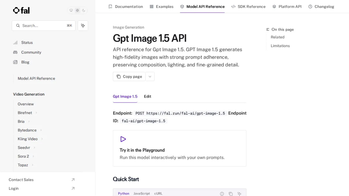 Gpt Image 1.5 API - fal