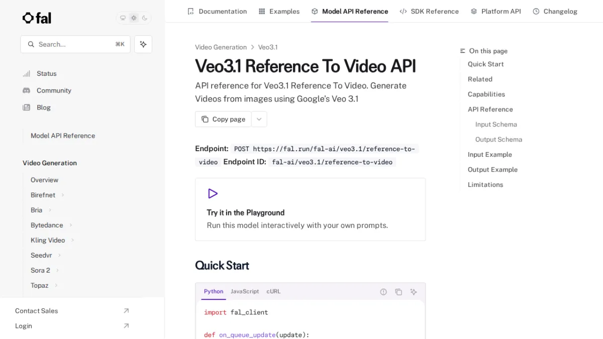 Veo3.1 Reference To Video API - fal