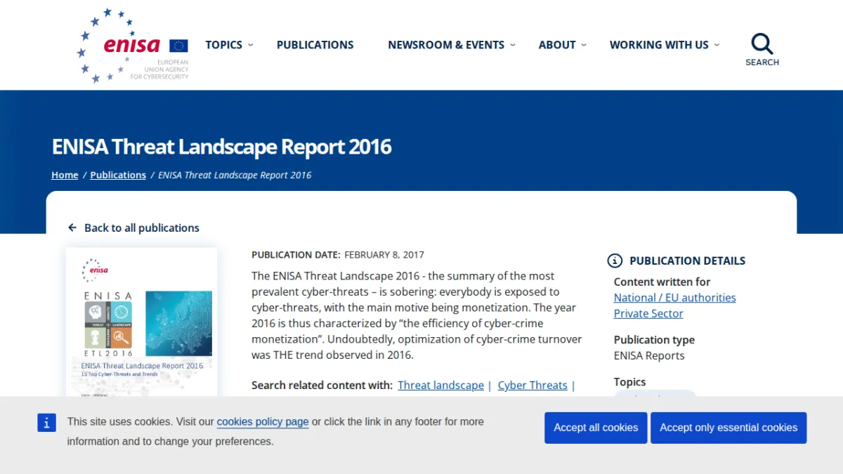 ENISA Threat Landscape Report 2016