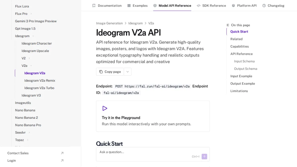 Ideogram V2a API - fal