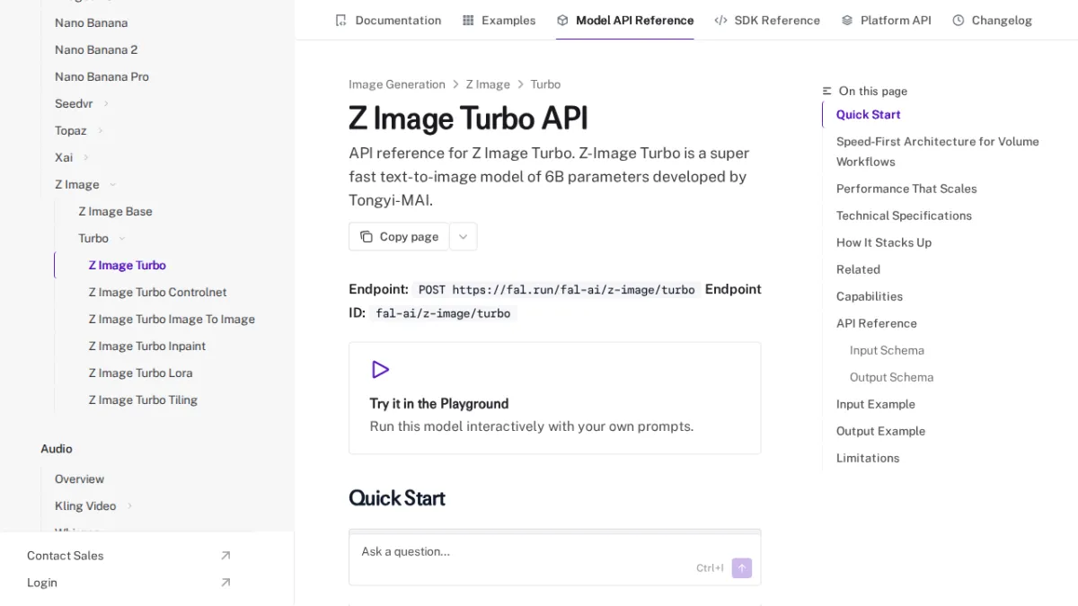 Z Image Turbo API - fal