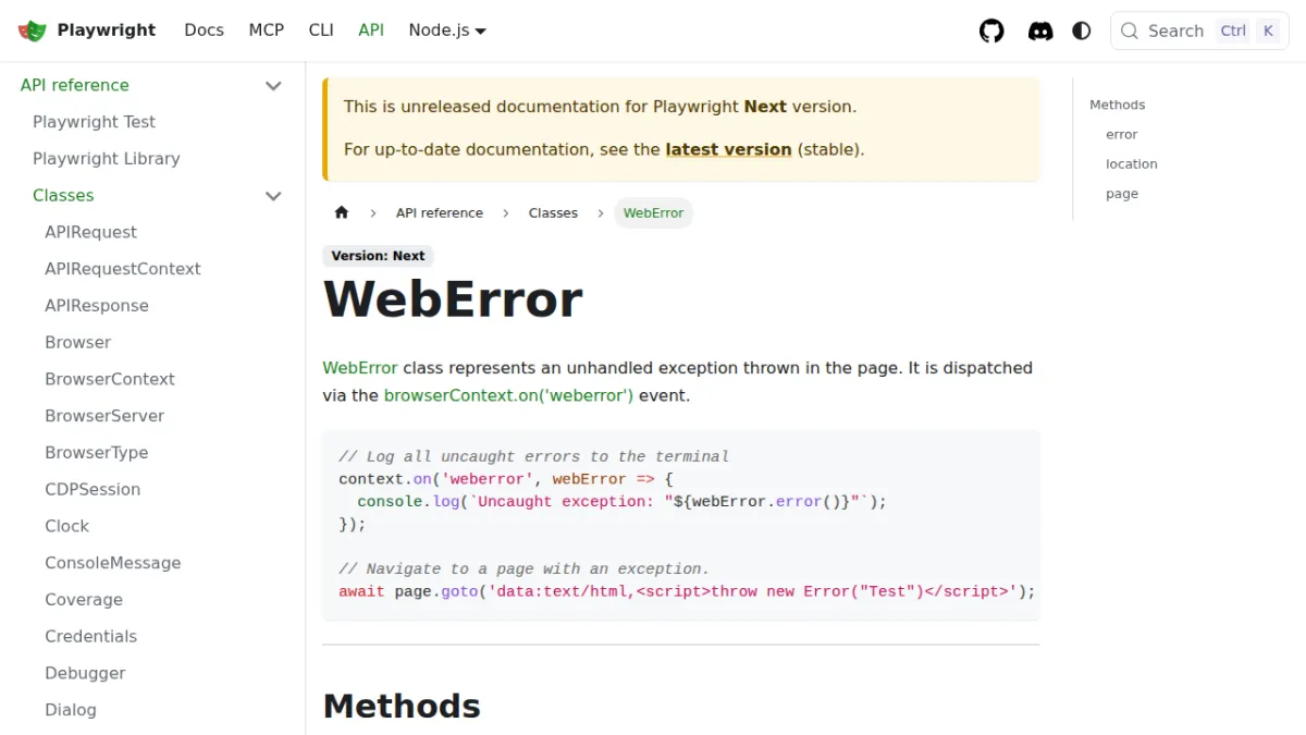 WebError | Playwright