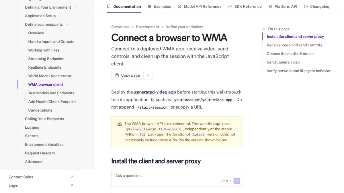 Connect a browser to WMA - fal