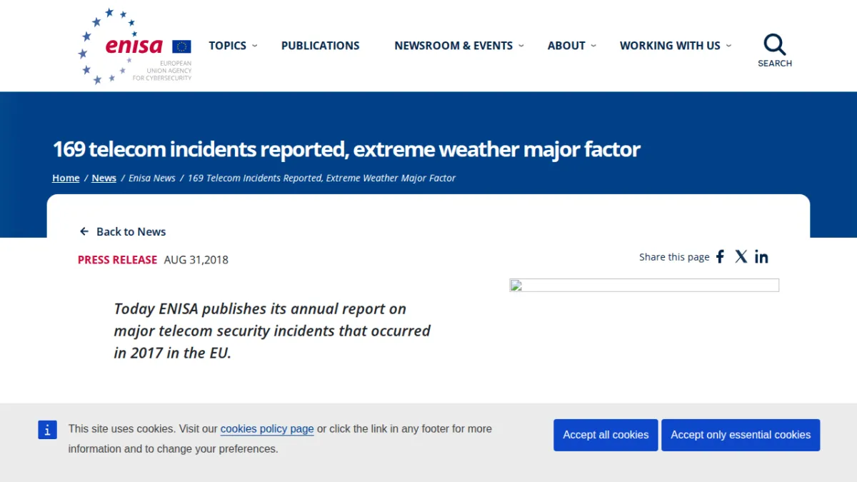 169 telecom incidents reported, extreme weather major factor
