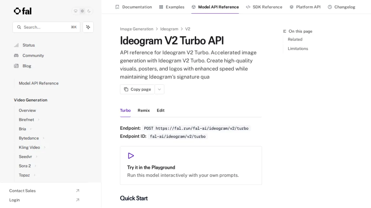 Ideogram V2 Turbo API - fal