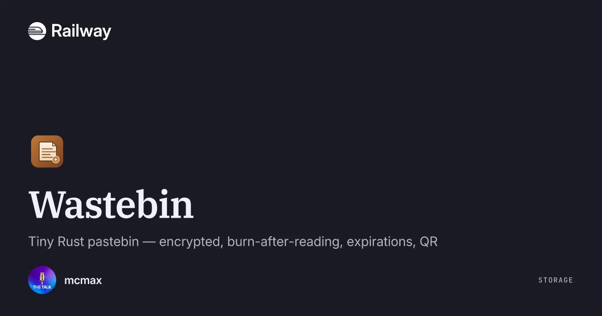 Deploy & Host Wastebin