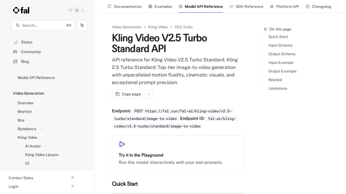 Kling Video V2.5 Turbo Standard API - fal