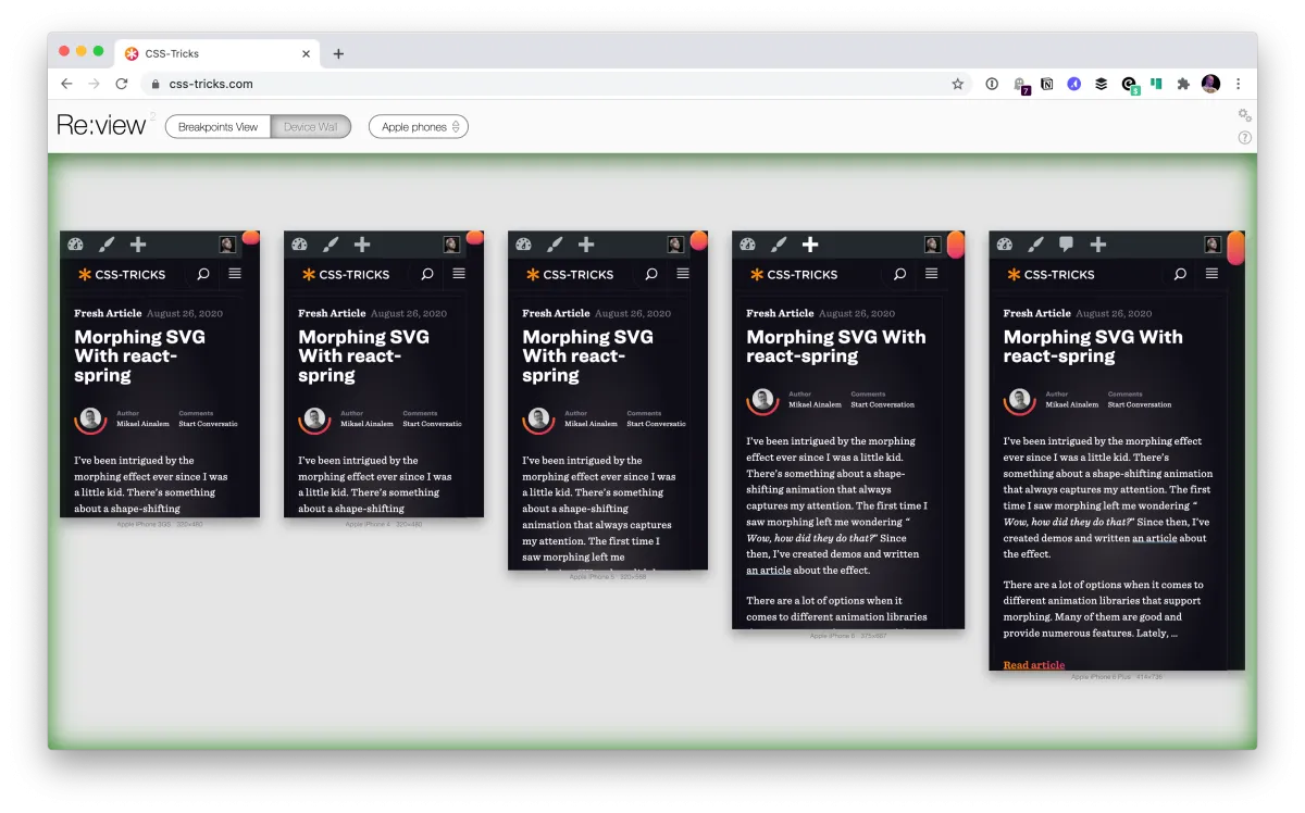 Comparing Browsers for Responsive Design