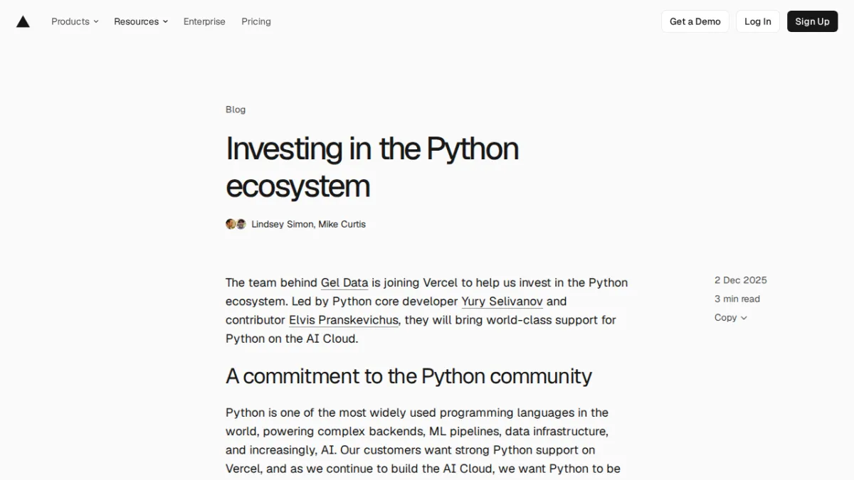 Investing in the Python ecosystem